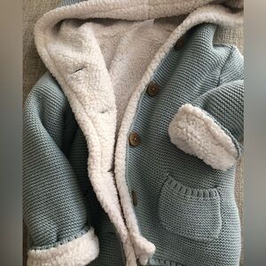 Carter's Powder Blue and White Sherpa Hoodie 24M Excellent Condition